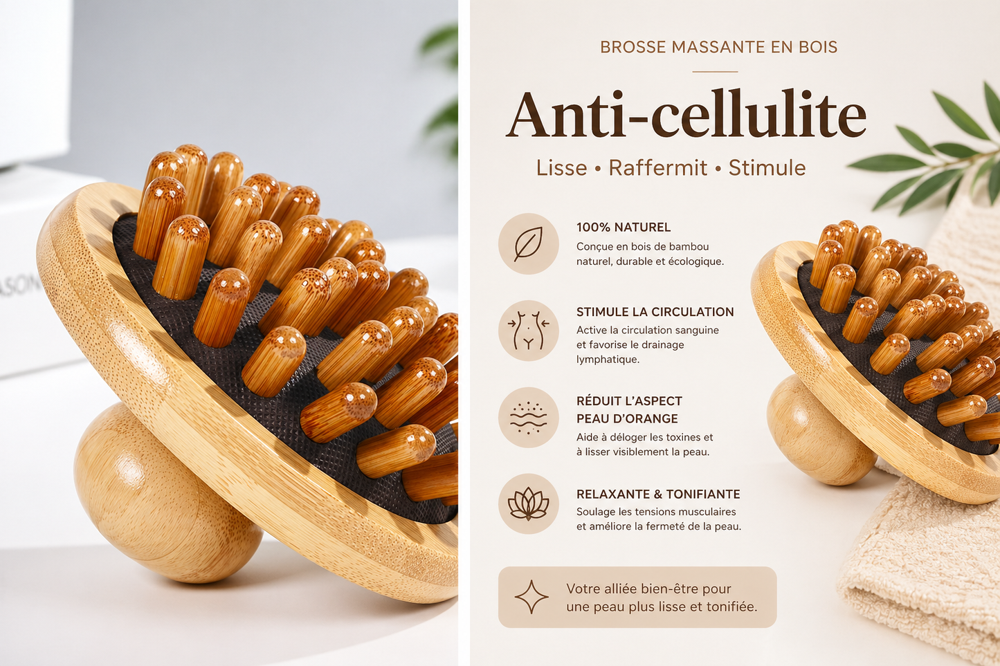 Brosse de massage anti-cellulite